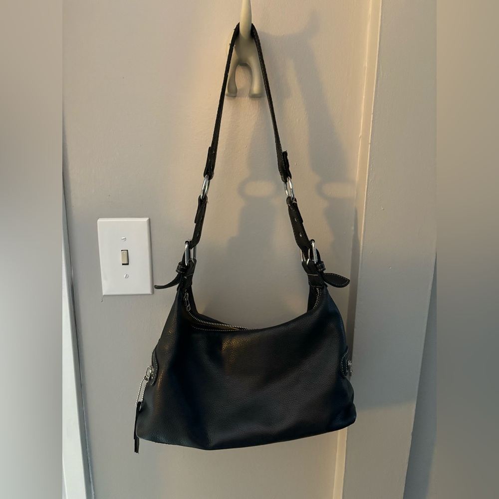 Roots Pebbled Leather Shoulder Bag